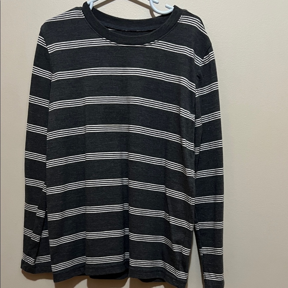 Jumping Beans Gray and White Striped Long Sleeve Tee